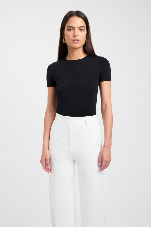 front Cruiser Crew Tee Kookai Crew neck Fitted black womens-tees 