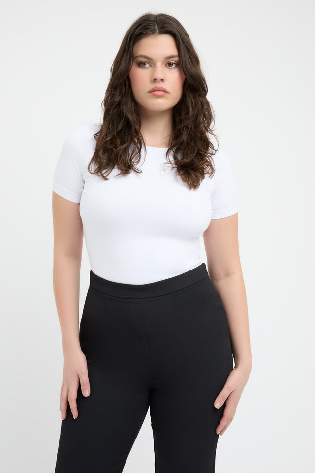 front Cruiser Crew Tee Kookai Crew neck Fitted black womens-tees 