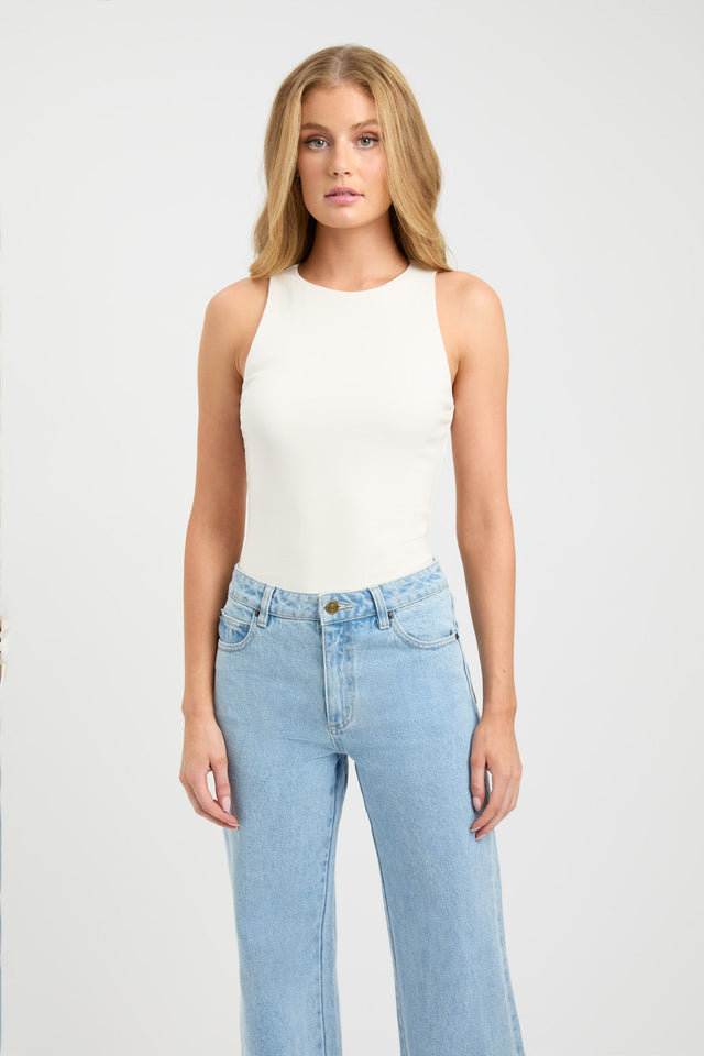 side Alpha Tank Kookai Fitted Round black womens-singlets 