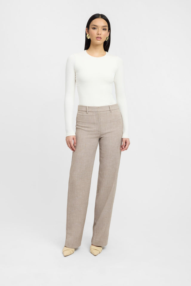 side High Crew Top Kookai Fitted Roundneck Long sleeve Womens-Blouse 