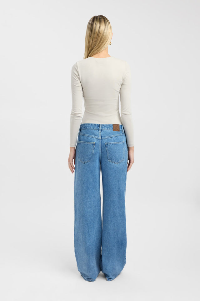 back High Crew Top Kookai Fitted Roundneck Long sleeve Womens-Blouse 