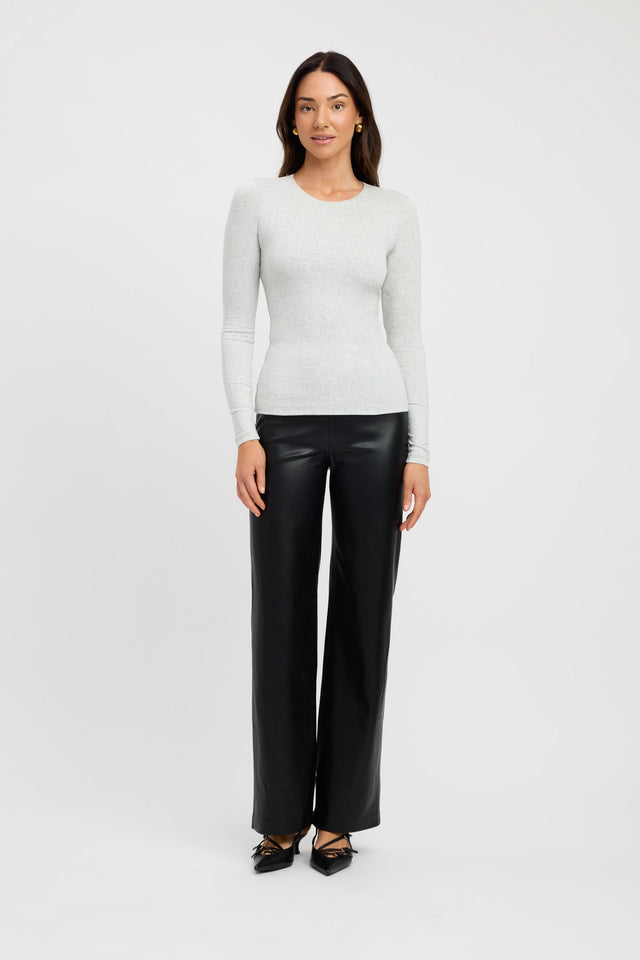 side High Crew Top Kookai Fitted Highneck Long sleeve Womens-Blouse 