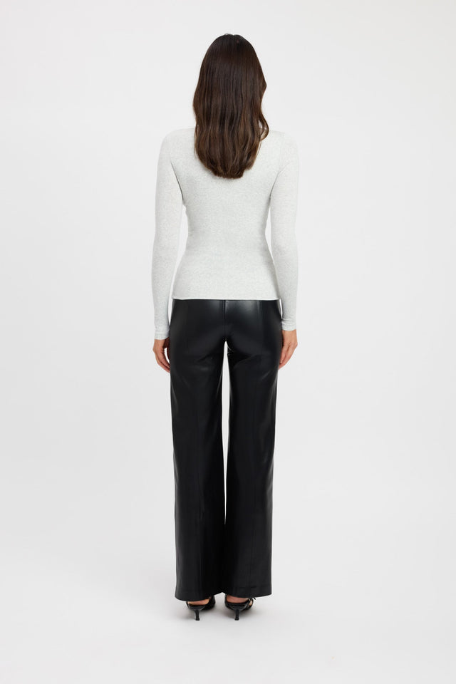 back High Crew Top Kookai Fitted Highneck Long sleeve Womens-Blouse 
