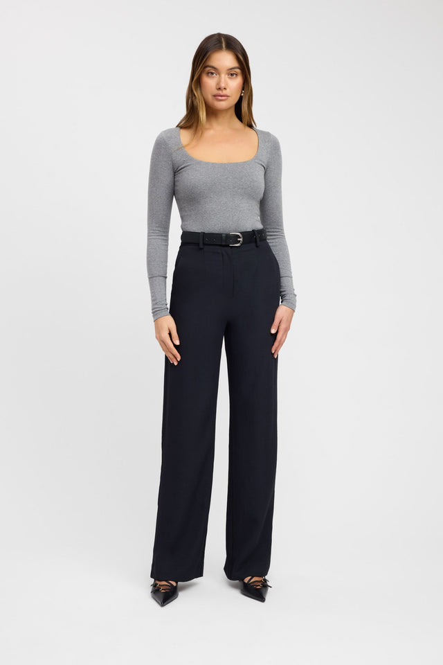 side Rosie Long Sleeve Top Kookai Fitted Scoopneck Long sleeve Womens-Blouse 
