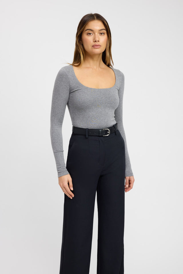front Rosie Long Sleeve Top Kookai Fitted Scoopneck Long sleeve Womens-Blouse 