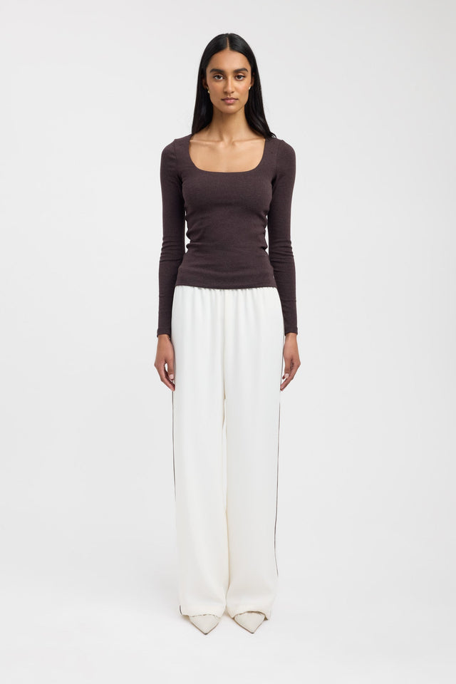 front Rosie Long Sleeve Top Kookai Fitted Scoopneck Long sleeve Womens-Blouse 