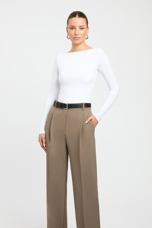 side Jordie Boat Long Sleeve Top Kookai Fitted Boatneck Long sleeve Womens-Blouse 
