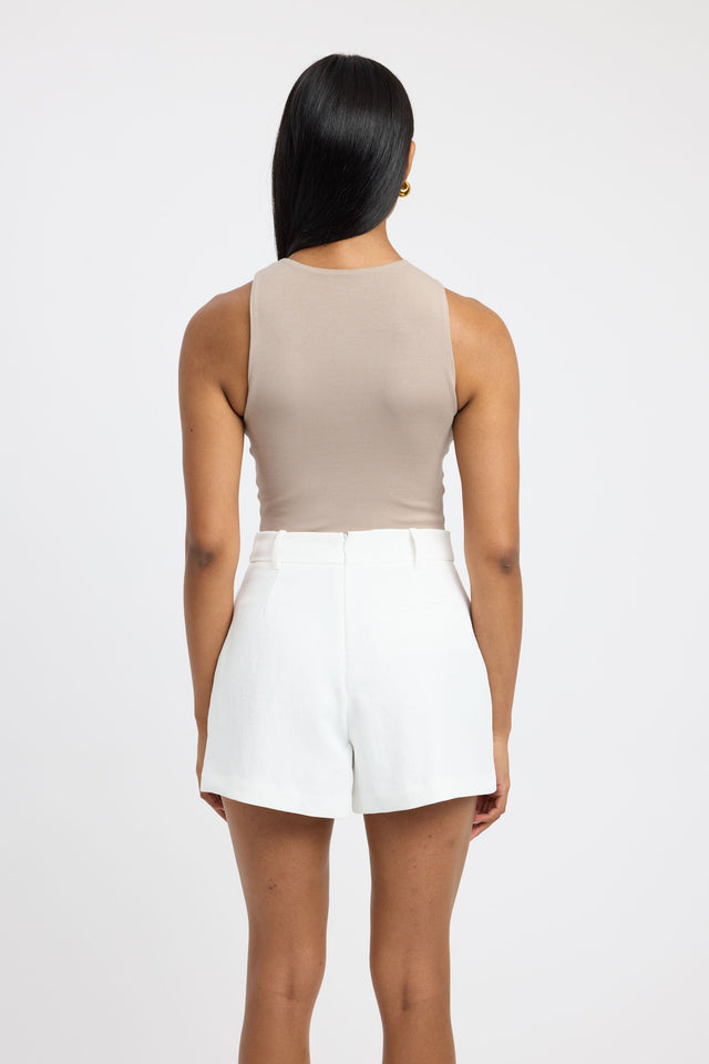 back Oli Tank Kookai Fitted Round beige womens-singlets 