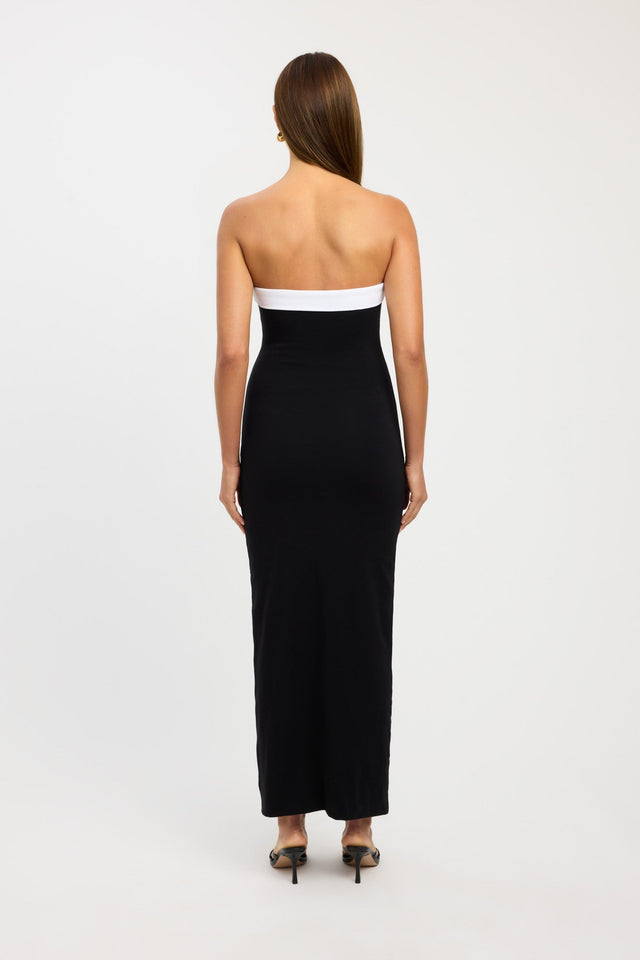 front Lulu Dress Kookai Straight Maxi Fitted Asymmetry white womens-dresses 