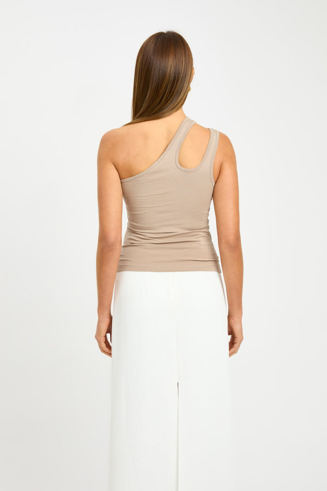 front Valery Tank Kookai Fitted Asymmetry Sleeveless Womens-Blouse 