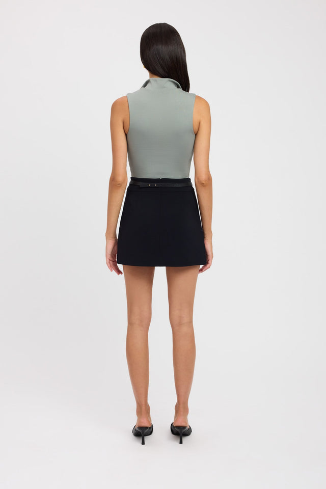 front Beca Top Kookai Fitted Highneck Sleeveless Womens-Blouse 