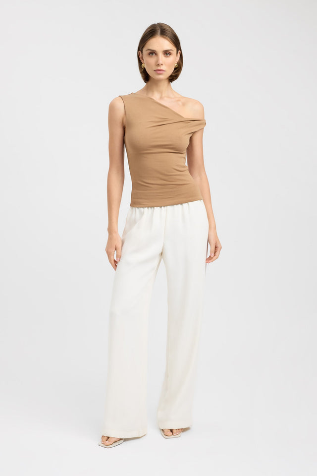 front Greta Top Kookai Fitted Asymmetry Sleeveless Womens-Blouse 