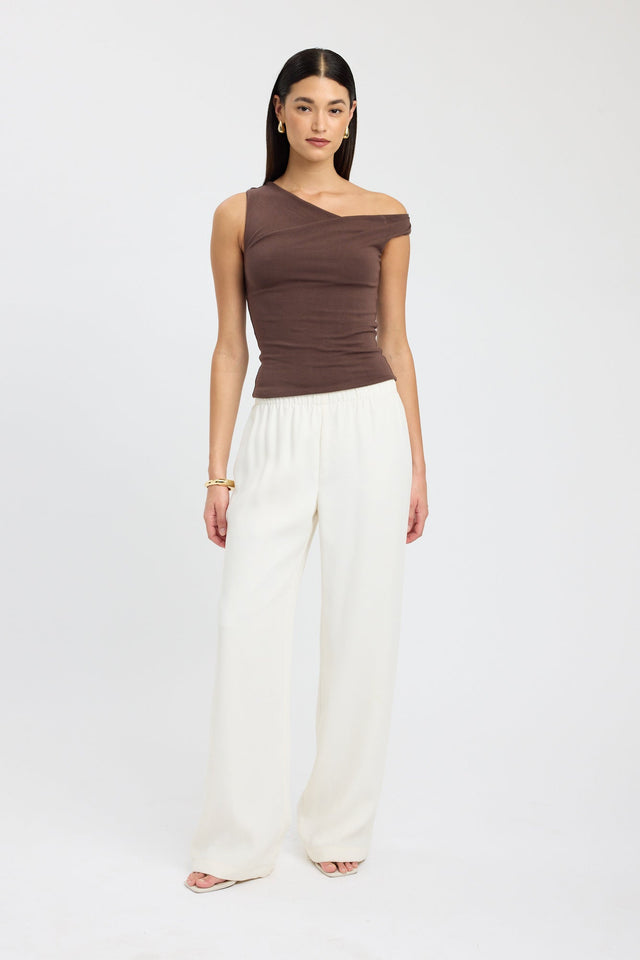 front Greta Top Kookai Fitted Asymmetry Short sleeves Womens-Blouse 