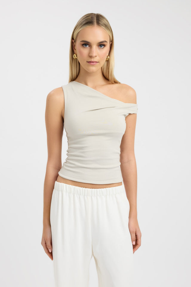 front Greta Top Kookai Fitted Asymmetry Short sleeves Womens-Blouse 