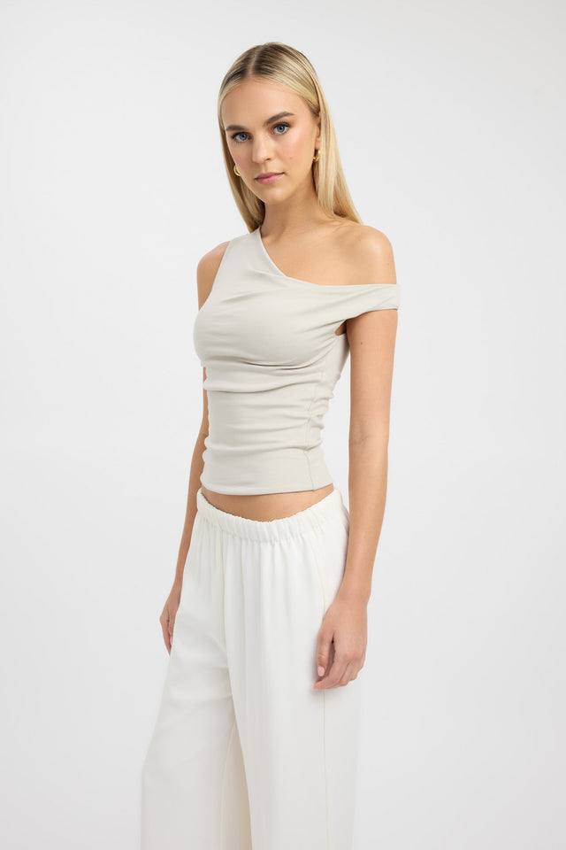 side Greta Top Kookai Fitted Asymmetry Short sleeves Womens-Blouse 