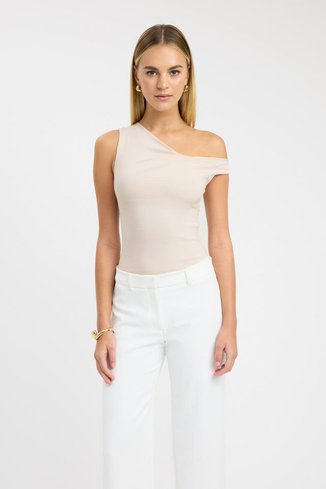 side Greta Top Kookai Fitted Asymmetry Sleeveless Womens-Blouse 