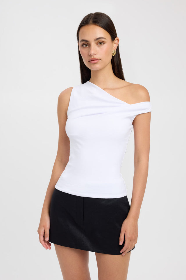 side Greta Top Kookai Fitted Asymmetry Sleeveless Womens-Blouse 
