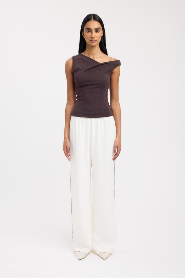 front Greta Top Kookai Fitted Asymmetry Short sleeves Womens-Blouse 