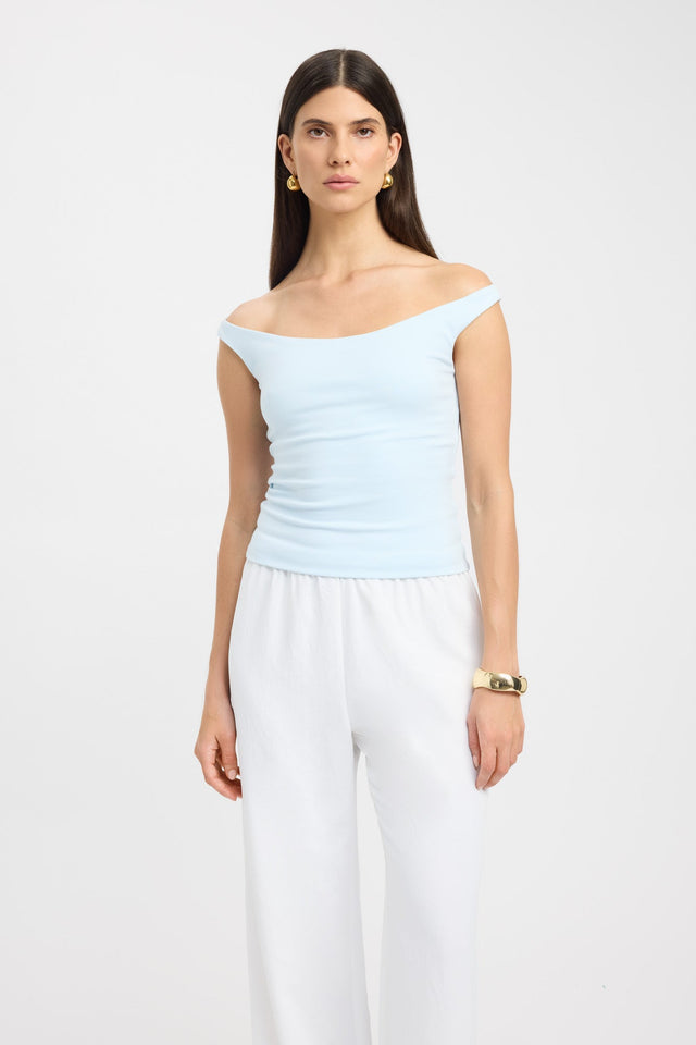 front Ari Top Kookai Fitted Asymmetry Sleeveless Womens-Blouse 