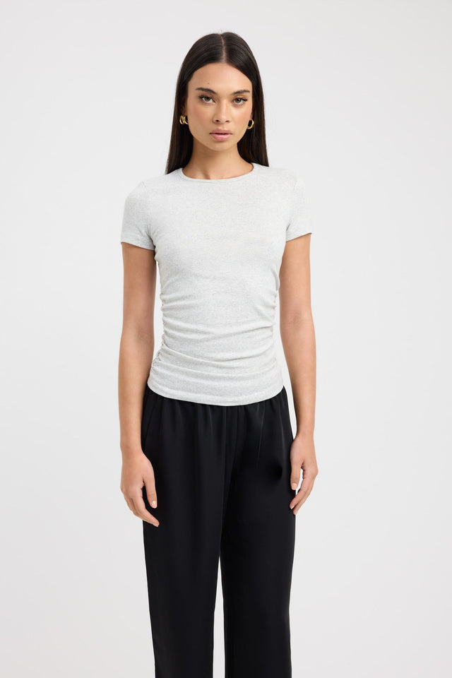 front Til Rouched Tee Kookai Relaxed Roundneck Sleeveless Womens-Blouse 