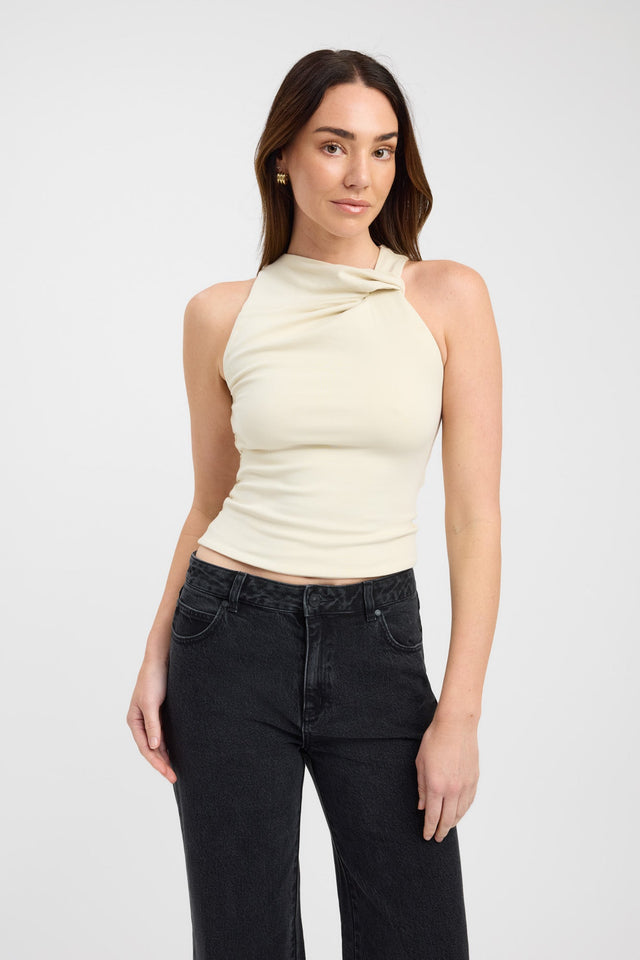 front Nadia Top Kookai Fitted Highneck Sleeveless Womens-Blouse 
