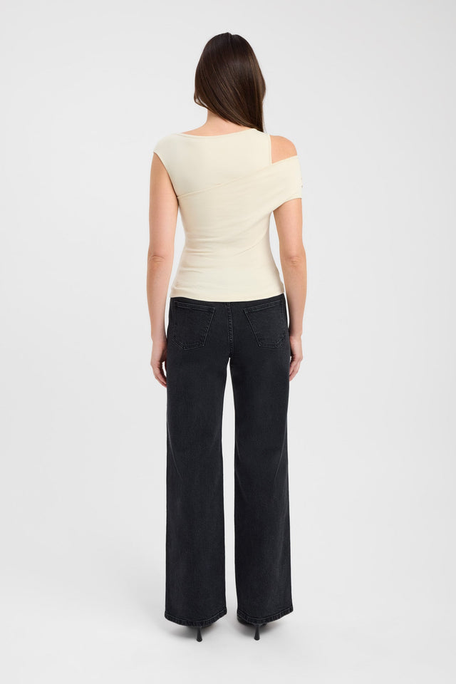 back Atis Asymmetric Top Kookai Fitted Asymmetry Short sleeves Womens-Blouse 