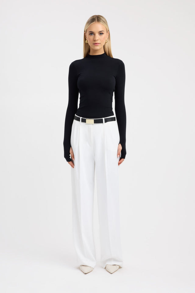 side Tara Long Sleeve Top Kookai Fitted Highneck Long sleeve Womens-Blouse 