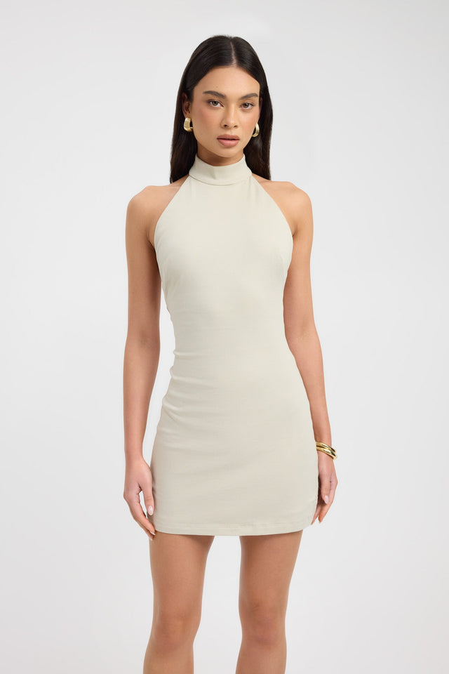 front Eva Mini Dress Kookai Bodycon Mini Fitted Highneck darkblue womens-dresses 