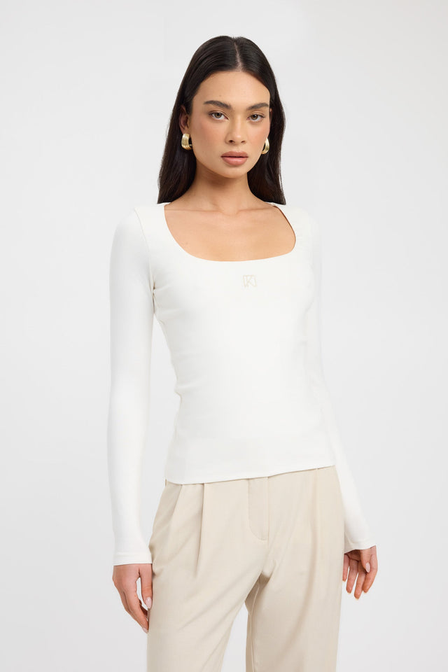 Monogram Scoop Long Sleeve Top