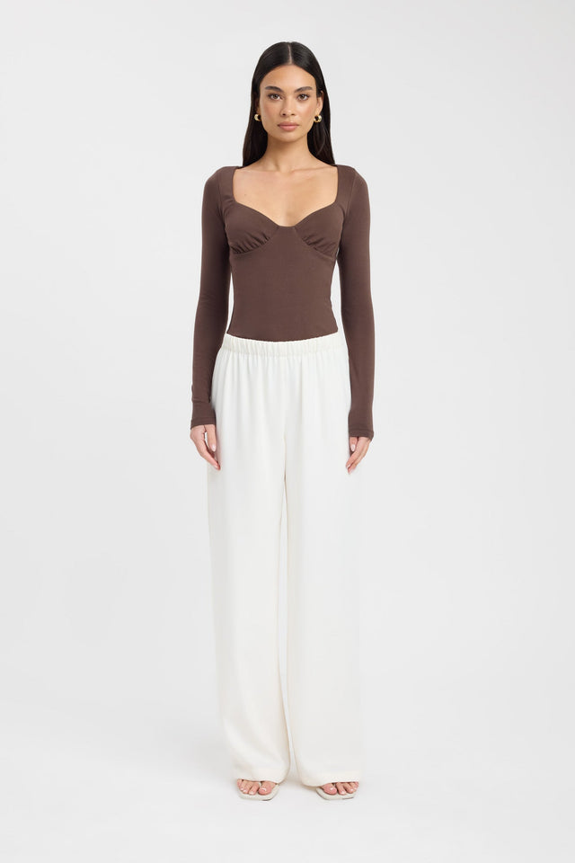 side Lainey Long Sleeve Top Kookai Fitted Sweetheart Long sleeve Womens-Blouse 