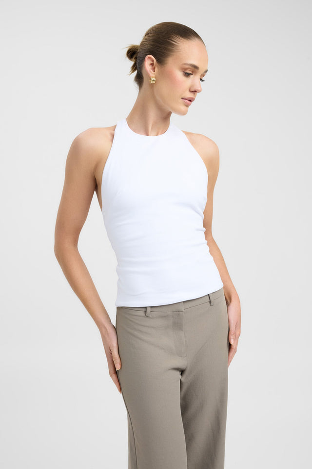 front Imogen Racer Tank Kookai Fitted Round black womens-singlets 