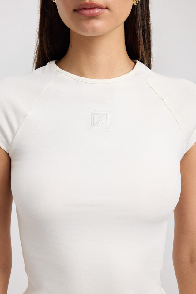 side Monogram Raglan Tee Kookai Fitted Roundneck Short sleeves Womens-Blouse 