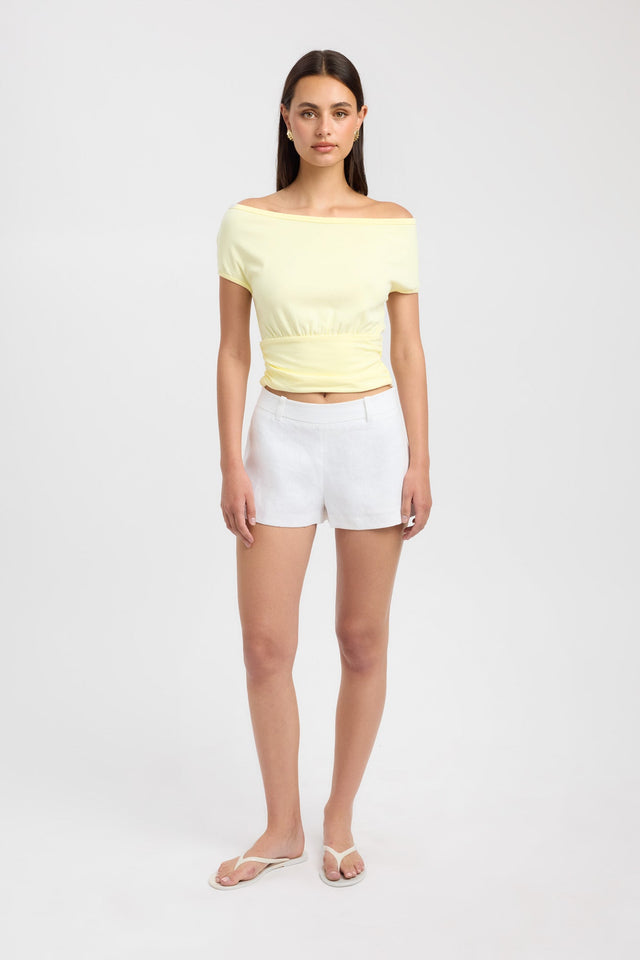 side Marlo Top Kookai Fitted Boatneck Short sleeves Womens-Blouse 