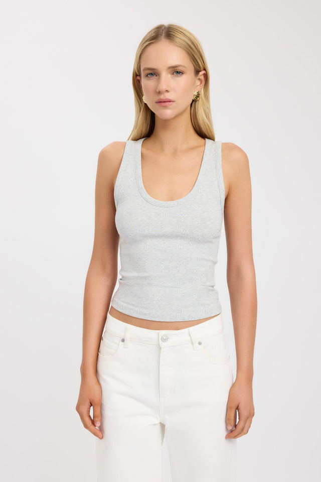 front Jalen Tank Kookai Fitted Scoopneck Sleeveless Womens-Blouse 