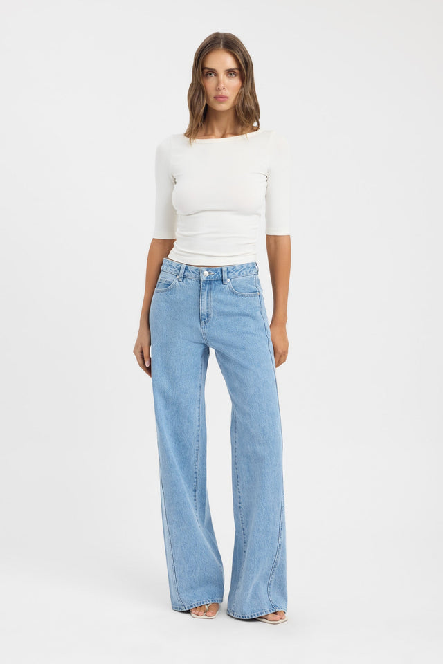 side Jac Top Kookai Fitted Boatneck Half sleeves Womens-Blouse 