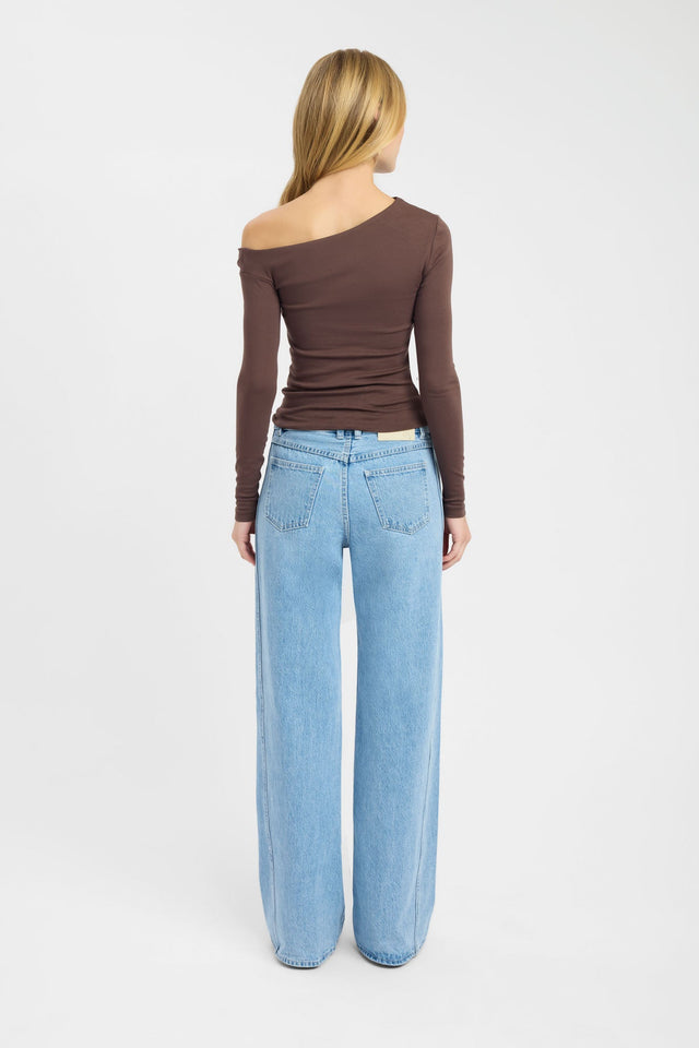 back Greta Long Sleeve Top Kookai Fitted Asymmetry Long sleeve Womens-Blouse 