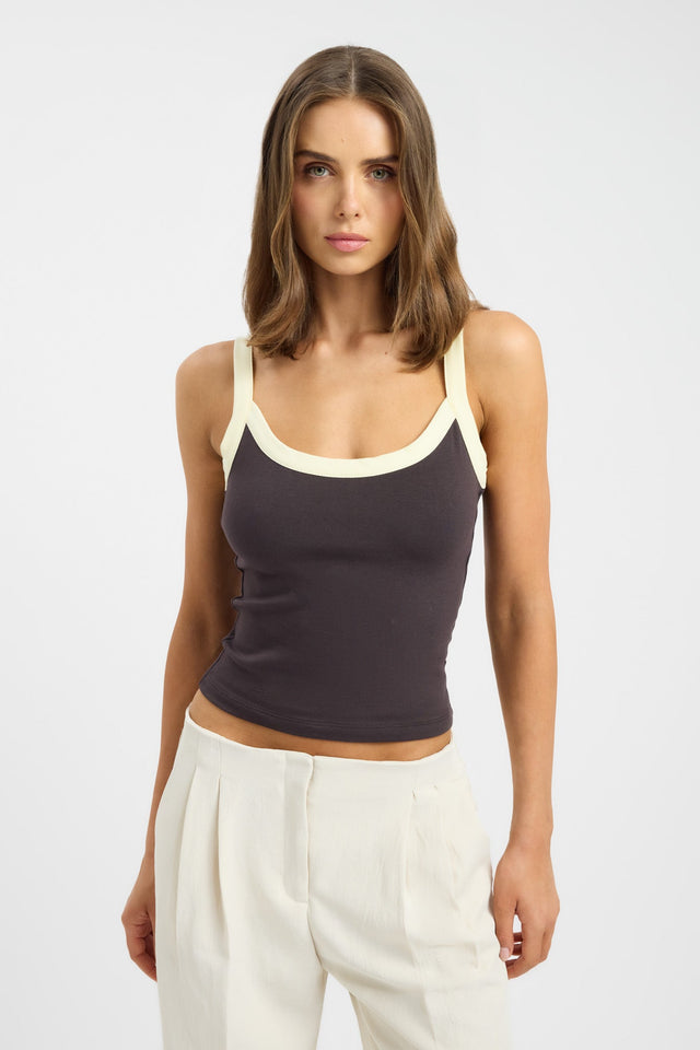 front Kosa Tank Kookai Fitted Scoopneck Sleeveless Womens-Blouse 