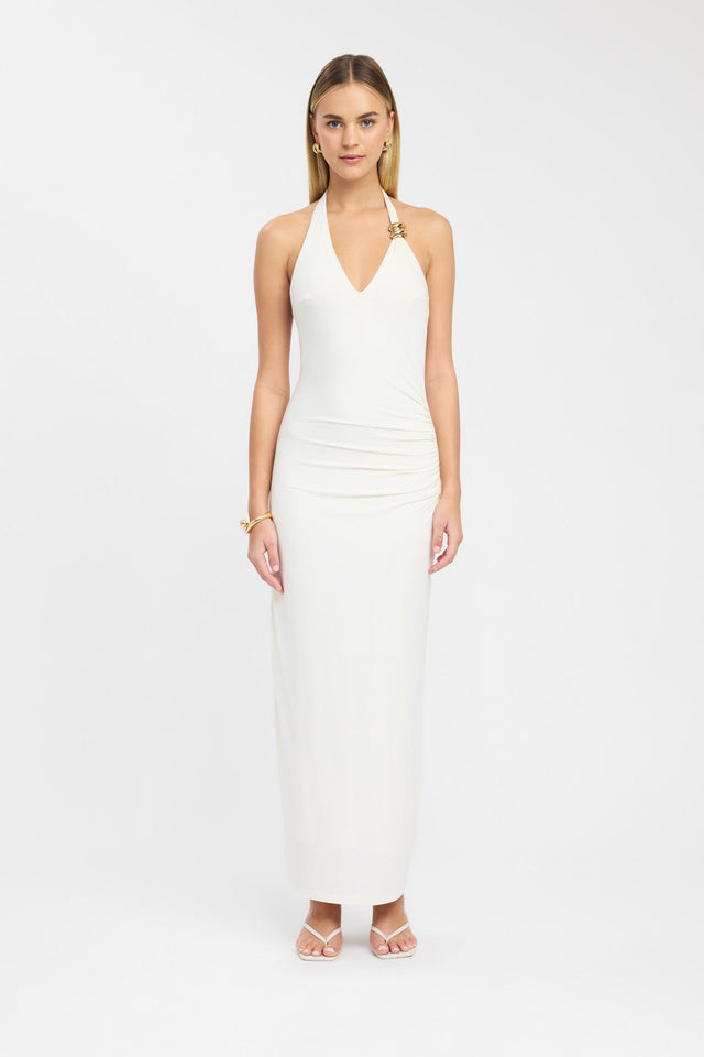 front Paloma Maxi Dress Kookai Bodycon Maxi Fitted V-neck white womens-dresses 