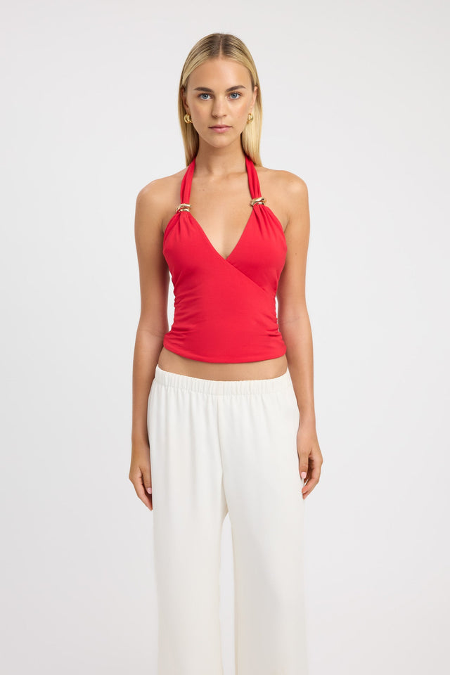front Paloma Top Kookai Fitted Plungeneck Sleeveless Womens-Blouse 