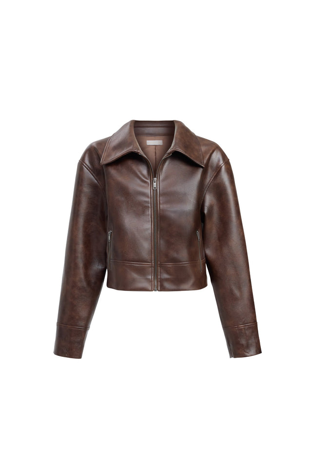 back Phoenix Distressed Jacket Kookai Long sleeve Biker Short womens-coats-and-jackets 