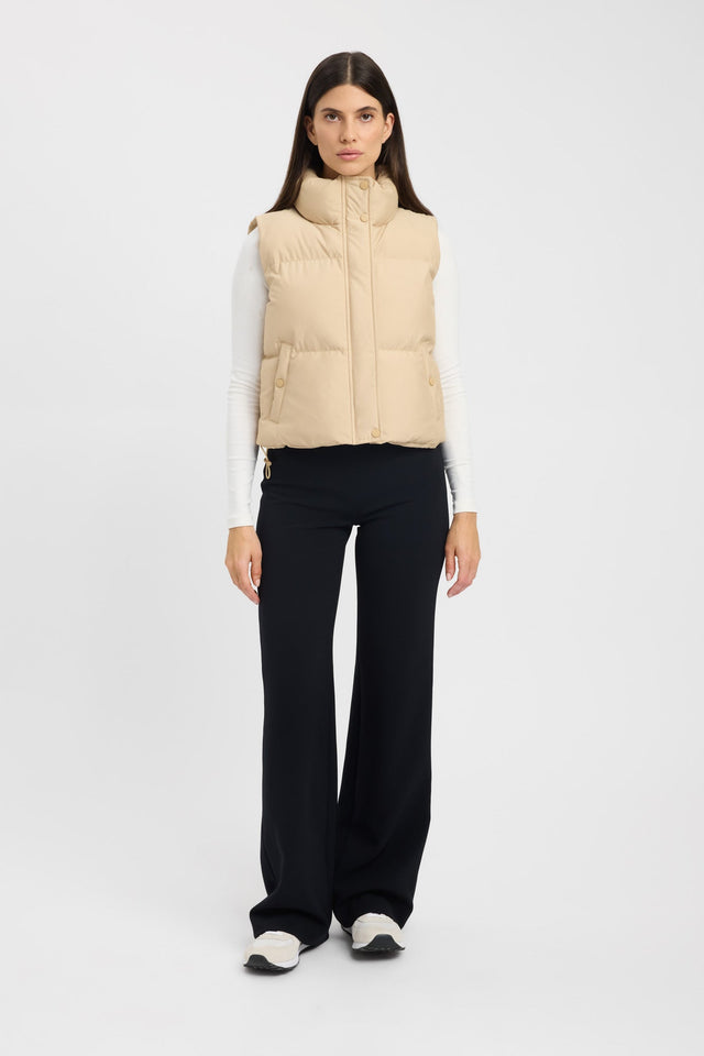 side Vermont Puffer Vest Kookai Sleeveless Puffer Short beige womens-coats-and-jackets 