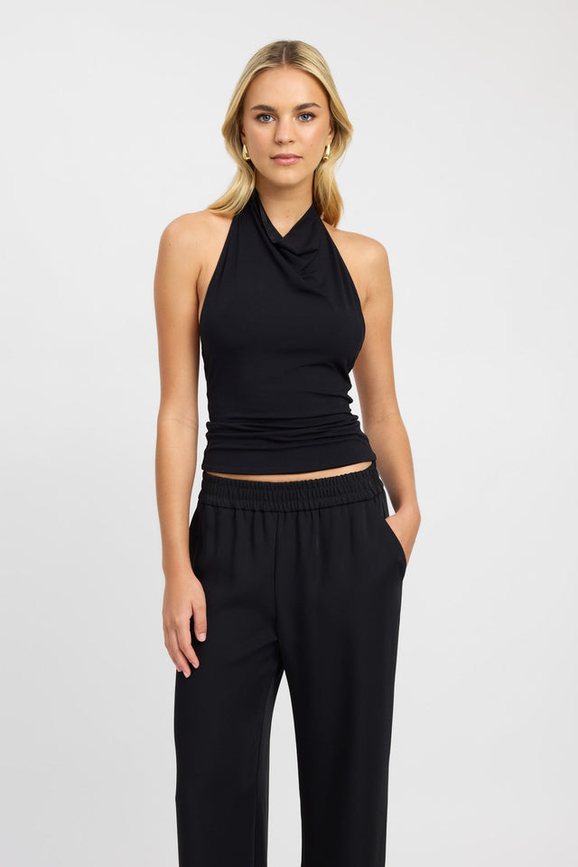 front Roberta Top Kookai Fitted Cowlneck Sleeveless Womens-Blouse 