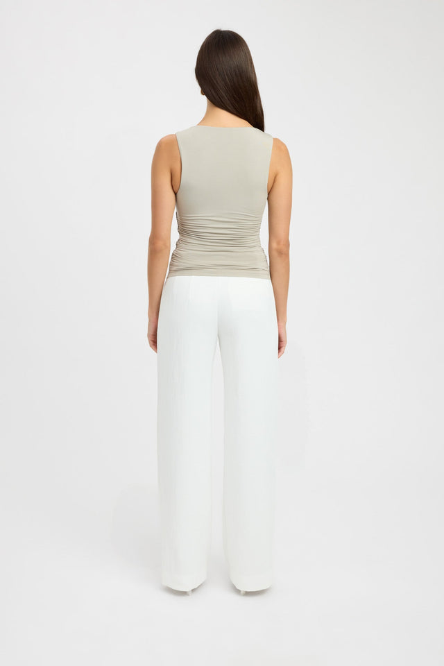 front Mina Top Kookai Fitted Boatneck Sleeveless Womens-Blouse 