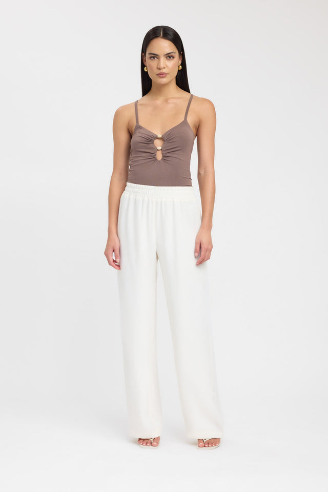 side Maddy Bead Top Kookai Fitted V-neck Sleeveless Womens-Blouse 