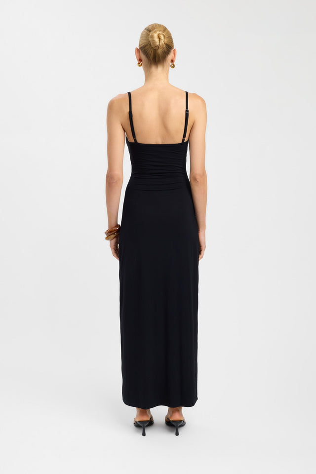 back Maddy Bead Dress Kookai Straight Maxi Fitted Plungeneck white womens-dresses 