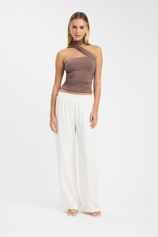 front Behati Strapless Top Kookai Fitted Asymmetry Sleeveless Womens-Blouse 