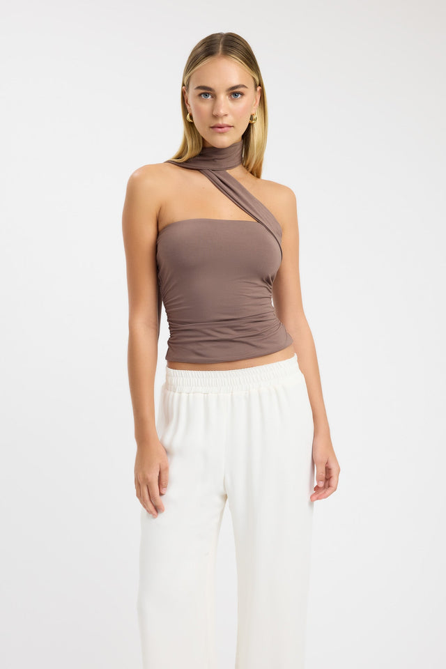 side Behati Strapless Top Kookai Fitted Asymmetry Sleeveless Womens-Blouse 