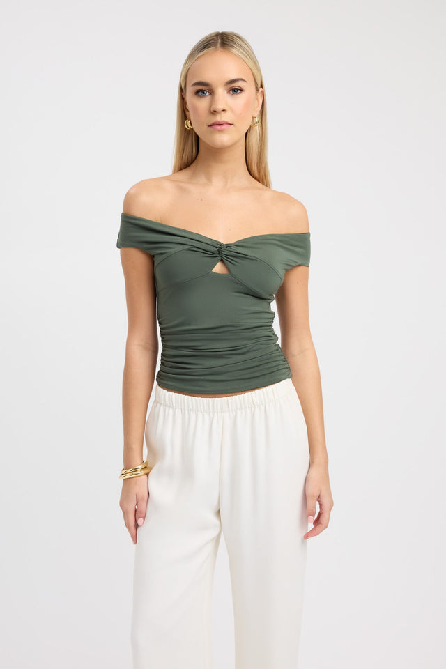 side Lizzie Top Kookai Fitted V-neck Short sleeves Womens-Blouse 