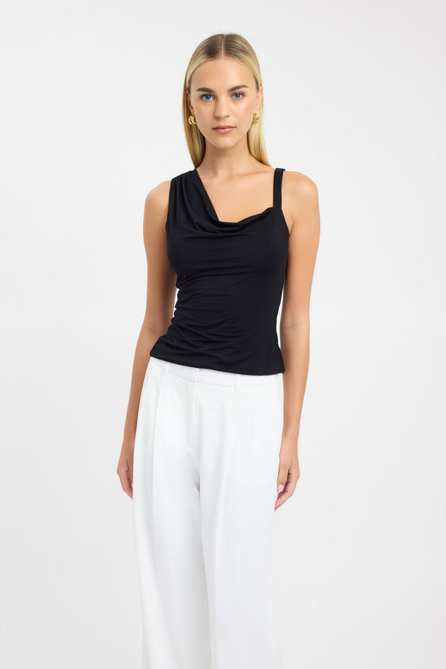 front Jessie Cowl Top Kookai Fitted Thin strap Cowl white womens-singlets 
