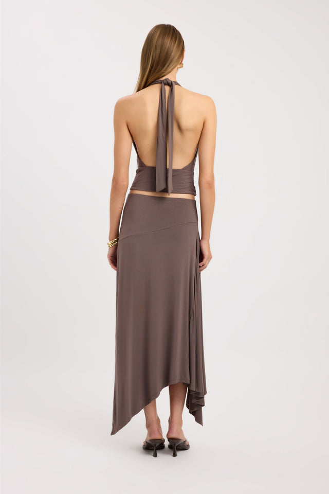 back Walker Halter Top Kookai Fitted Cowlneck Sleeveless Womens-Blouse 